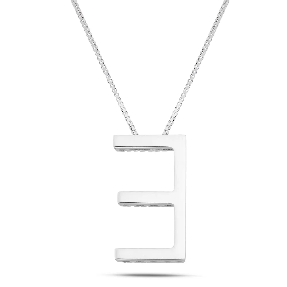 Sinico Letters E collana oro bianco 18Kt diamanti 0,14ct