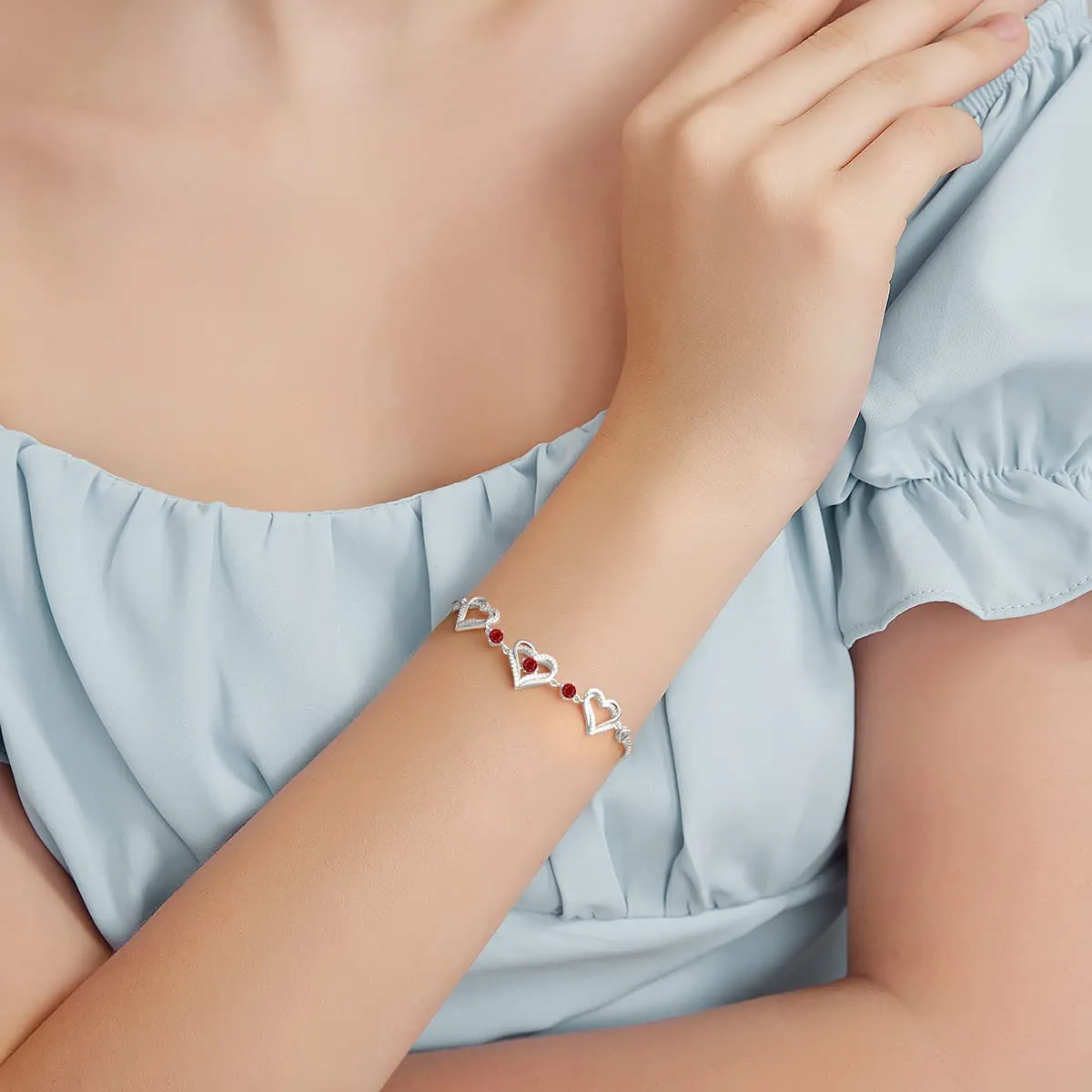 CDE Cuore Bracciale Argento 925 Oro Rosa con Zirconi