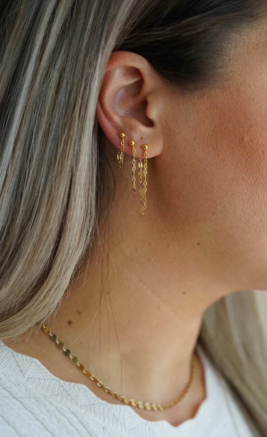 WordsByHeartCo Lacy Draped orecchini catena argento 925
