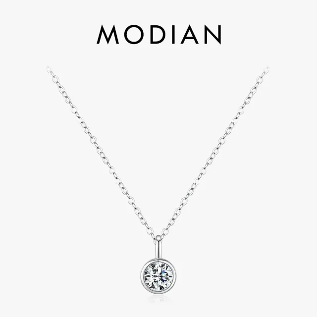 MODIAN Moissanite 1 Carat Round Bezel collana argento 925