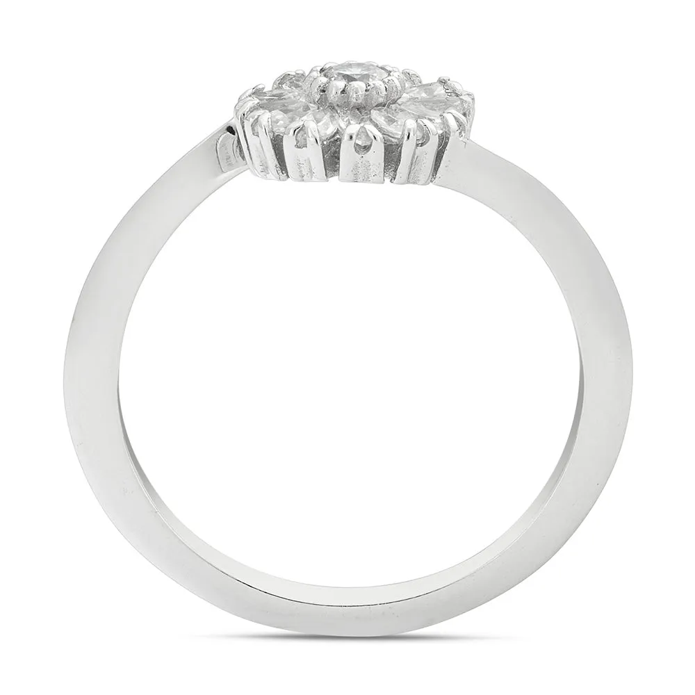 Sinico Fiore anello oro bianco zirconia misura 14