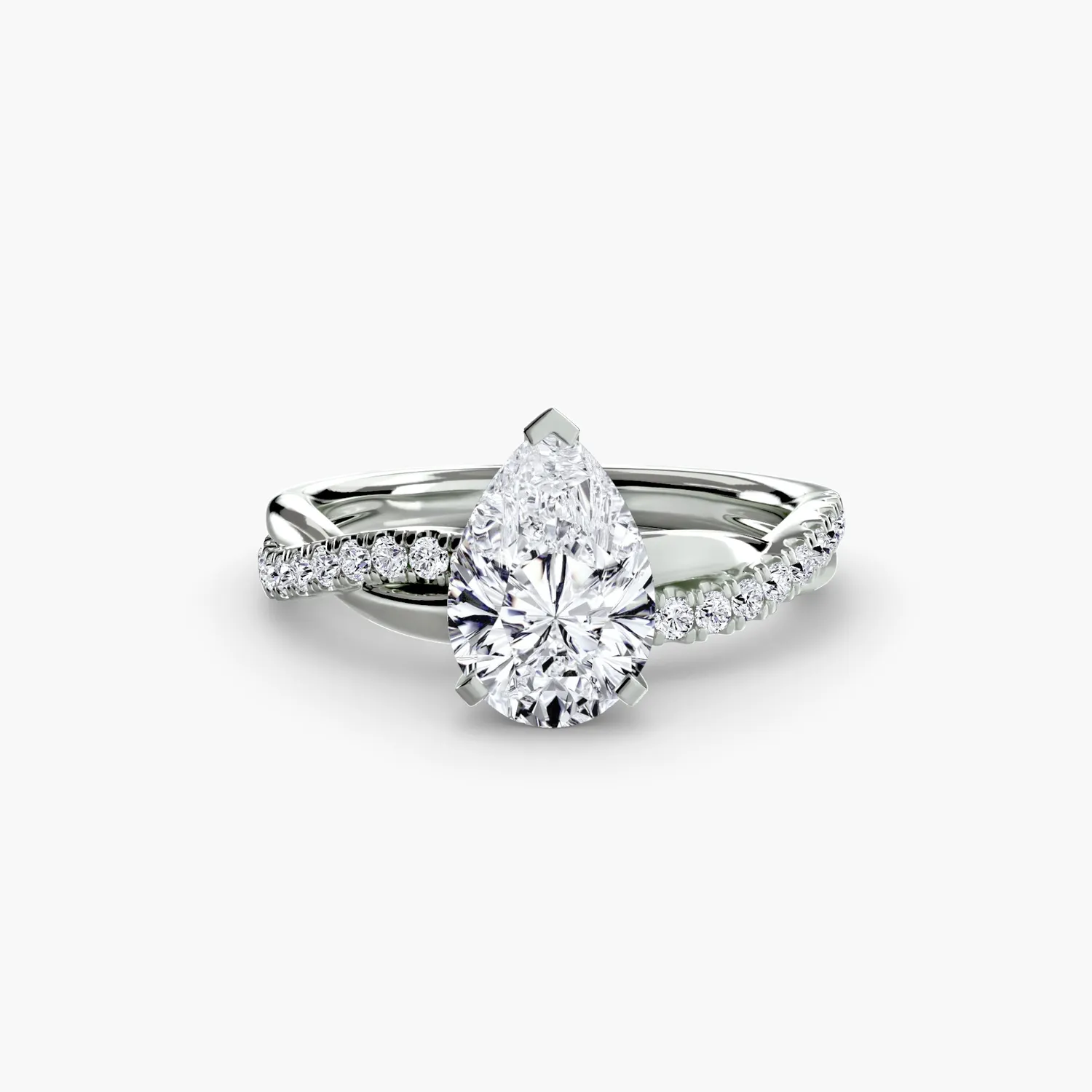 Sinico Emerald Twist Pavé anello oro bianco 14Kt