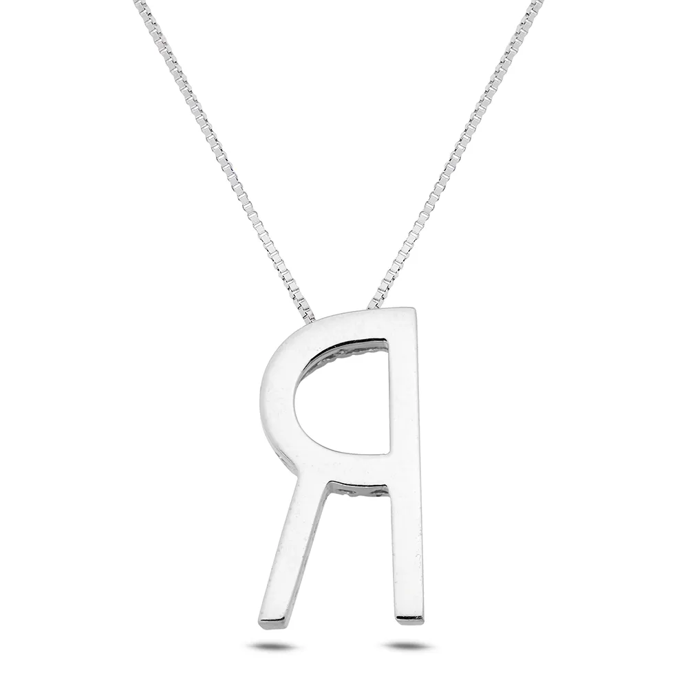 Sinico Letters R grande collana oro bianco diamanti