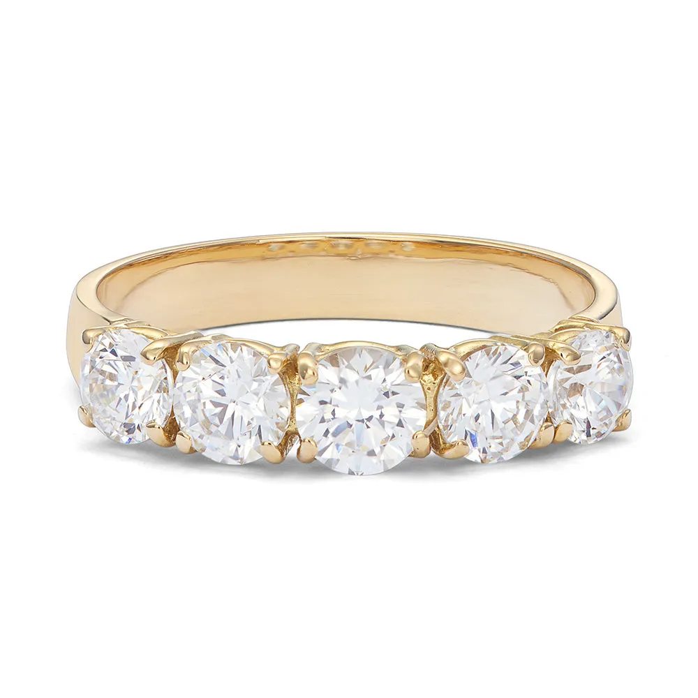 Sinico Rivière 5 pietre anello oro giallo 18 Kt