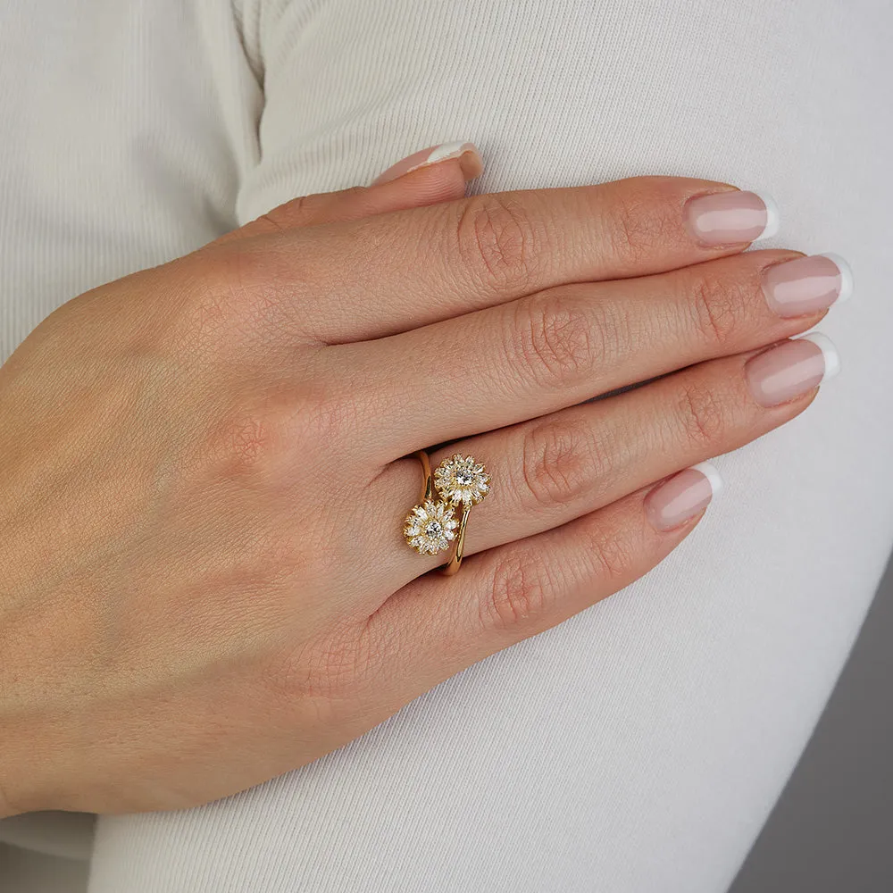 Sinico Classic Fiore Contrarie anello oro giallo zirconi