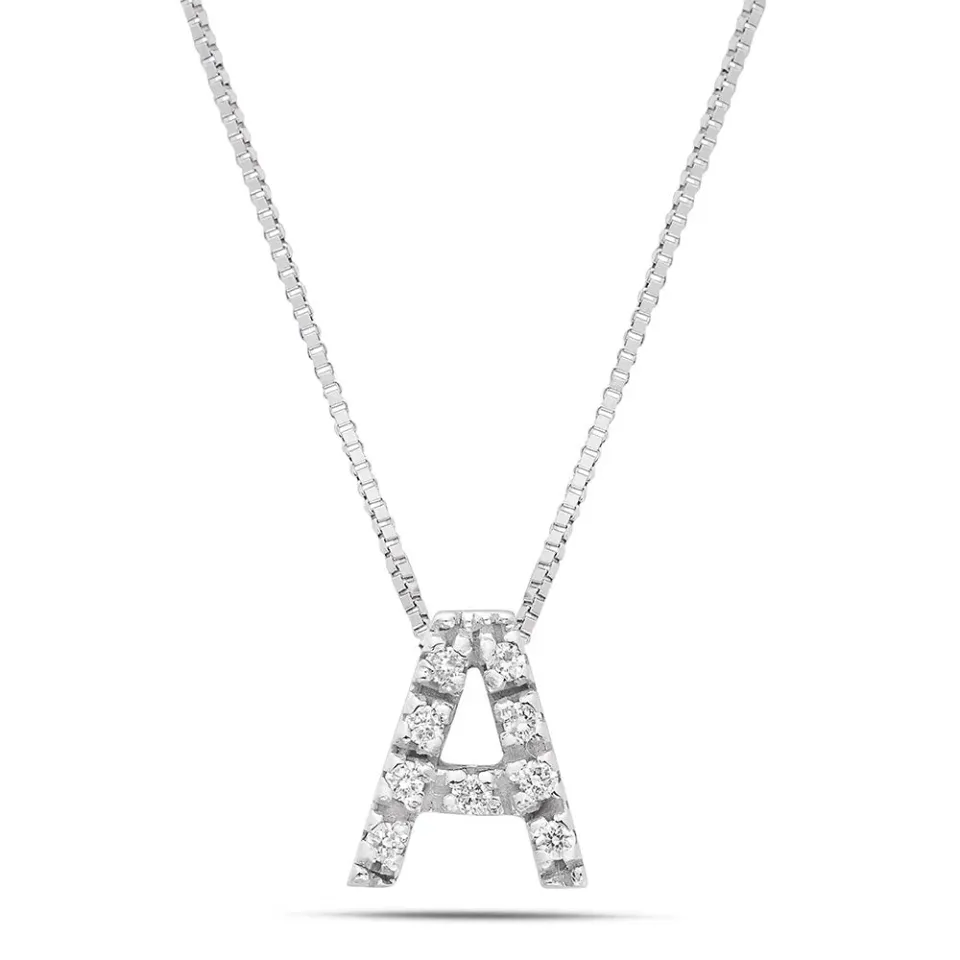 Sinico Letters A Collana Oro Bianco 18Kt Diamanti 42 cm
