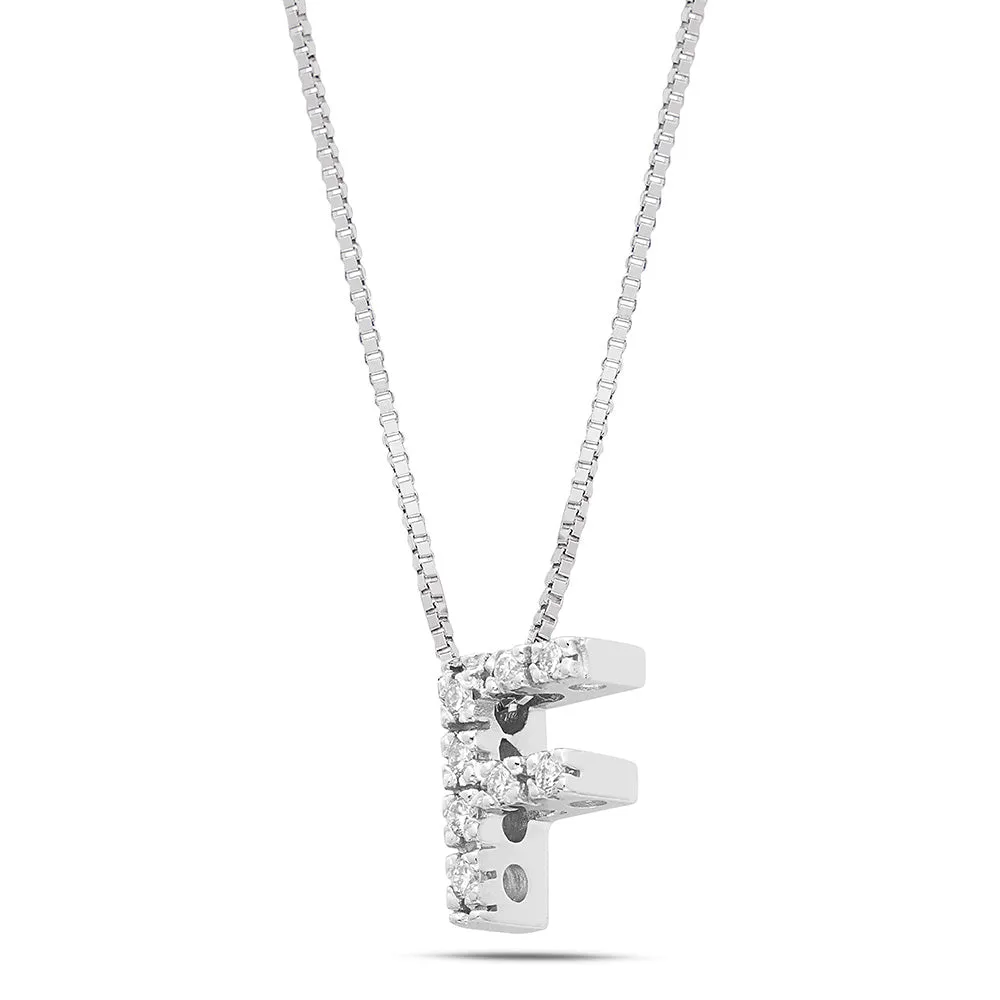 Sinico Letters lettera F collana oro bianco diamanti