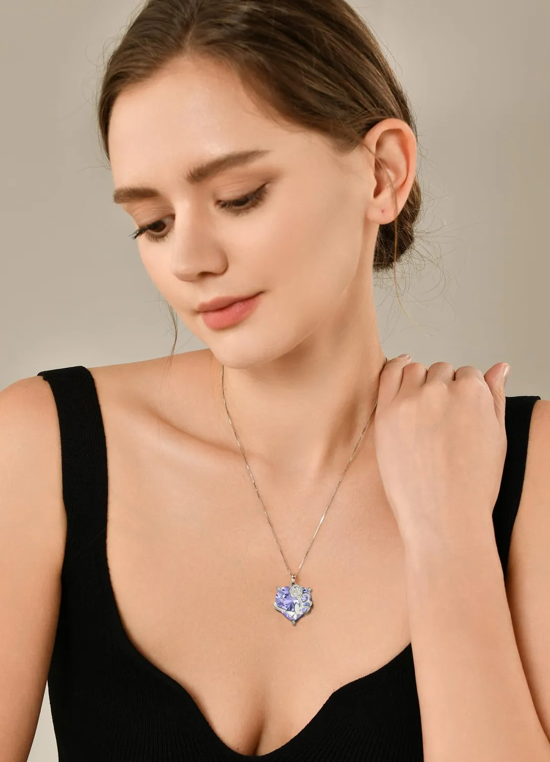 YL Cuore Rosa collana argento 925 pietra mese