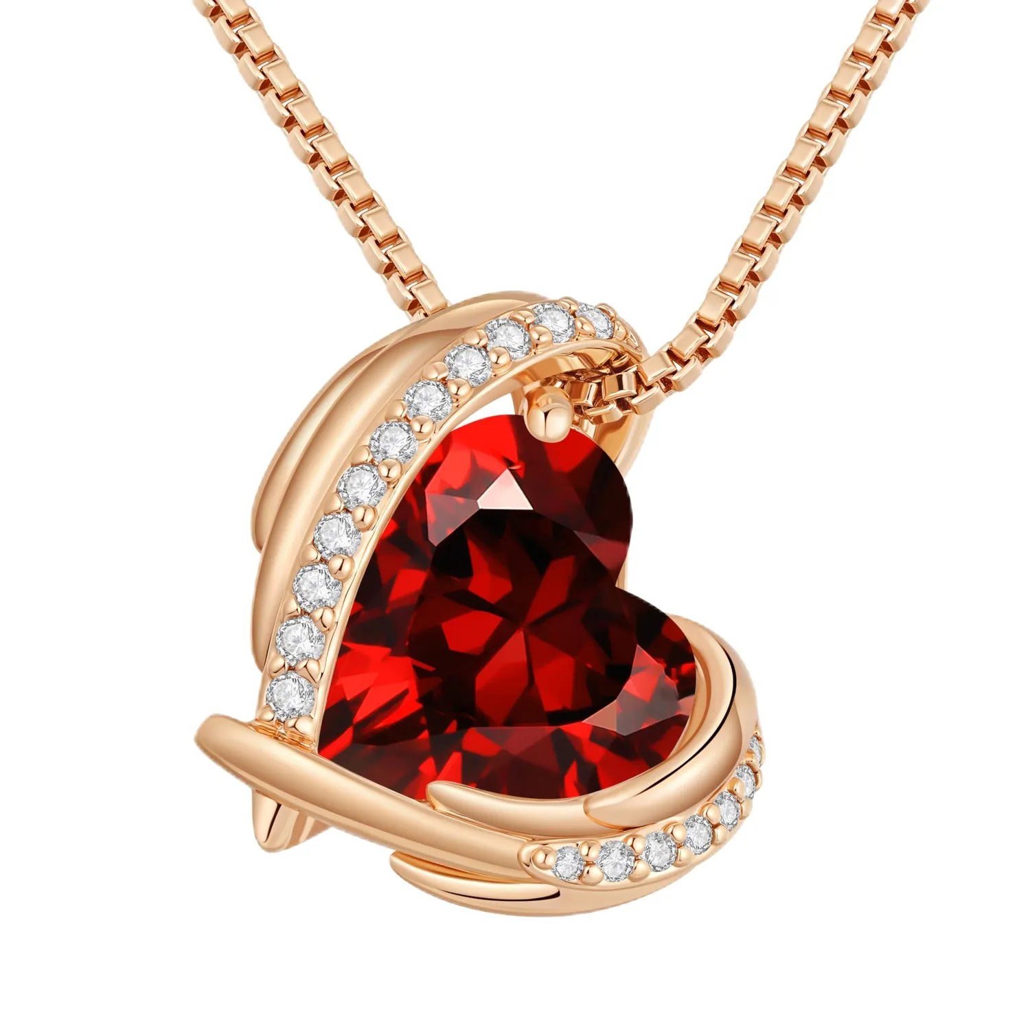 CDE collana cuore angelo oro rosa cristalli birthstone