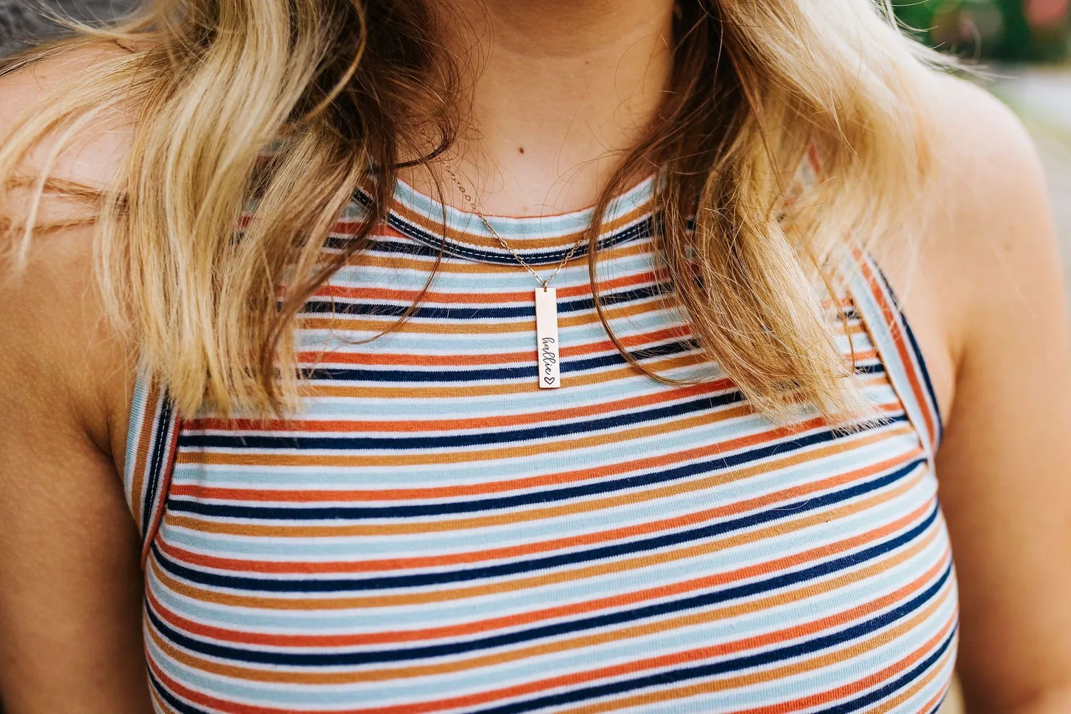 WordsByHeartCo Vertical Name collana barretta argento 925 1 nome mamma