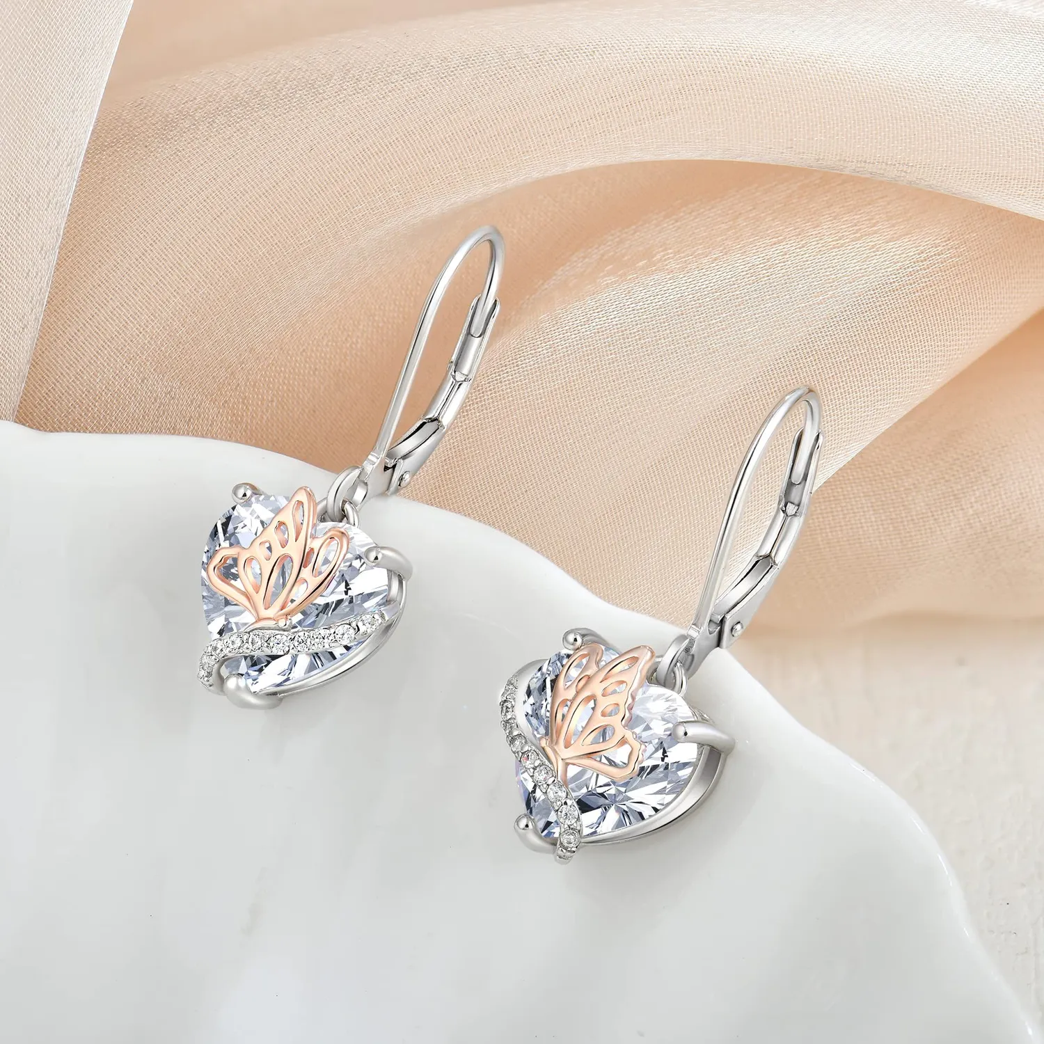 YL Cuore Farfalla orecchini argento 925 aprile