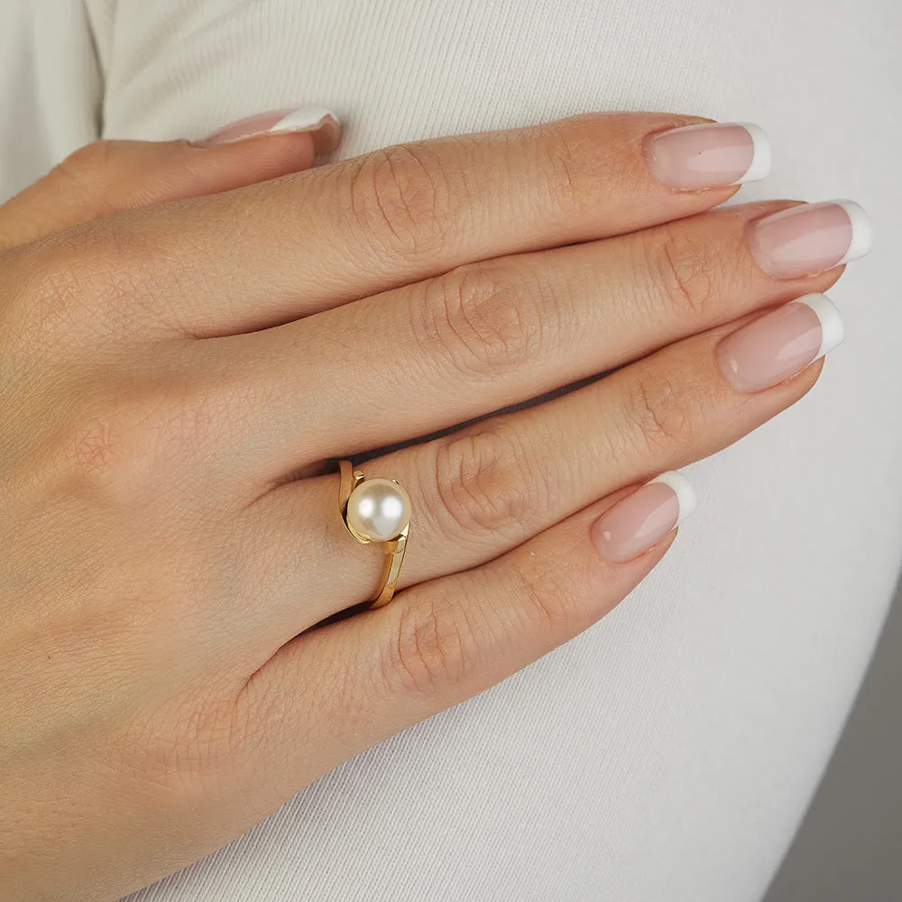 Sinico Perle anello oro giallo perla bianca misura 13