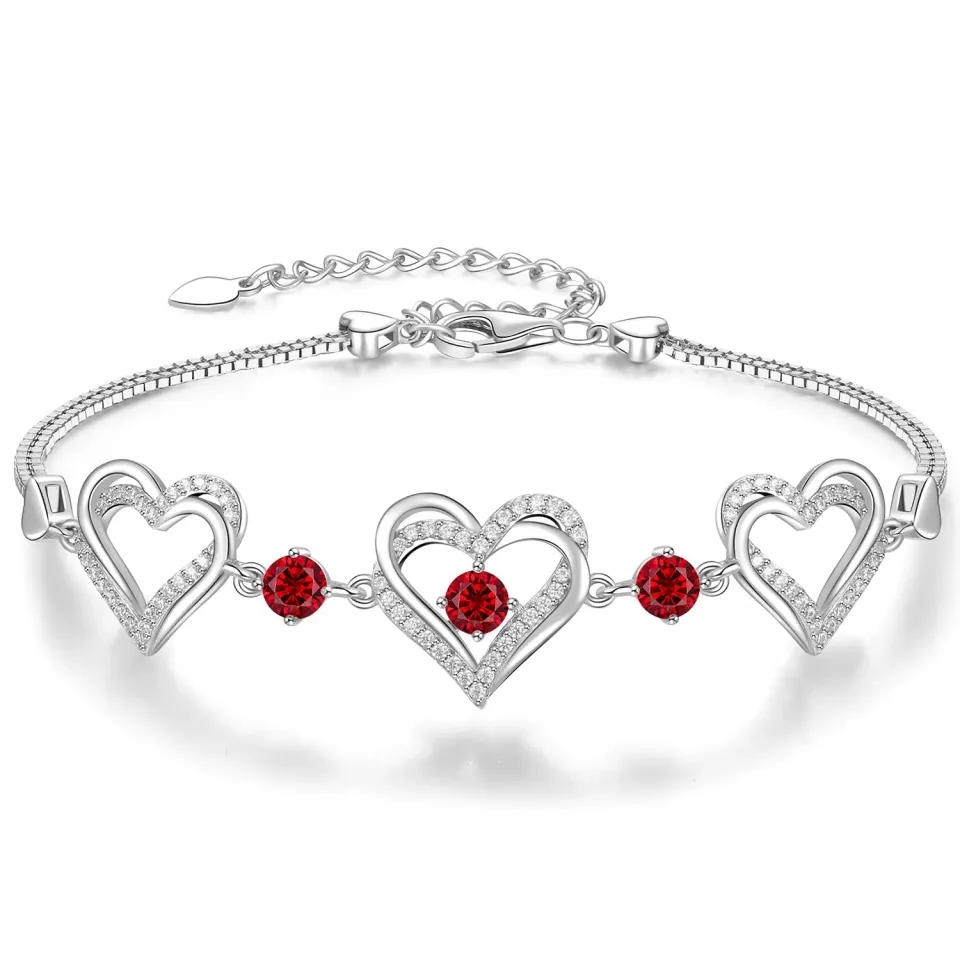 CDE Cuore Bracciale Argento 925 Oro Rosa con Zirconi