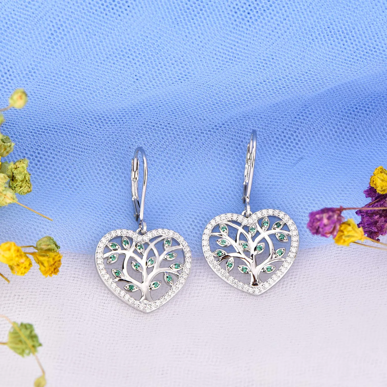 YL Albero della Vita Orecchini Argento 925 Verdi