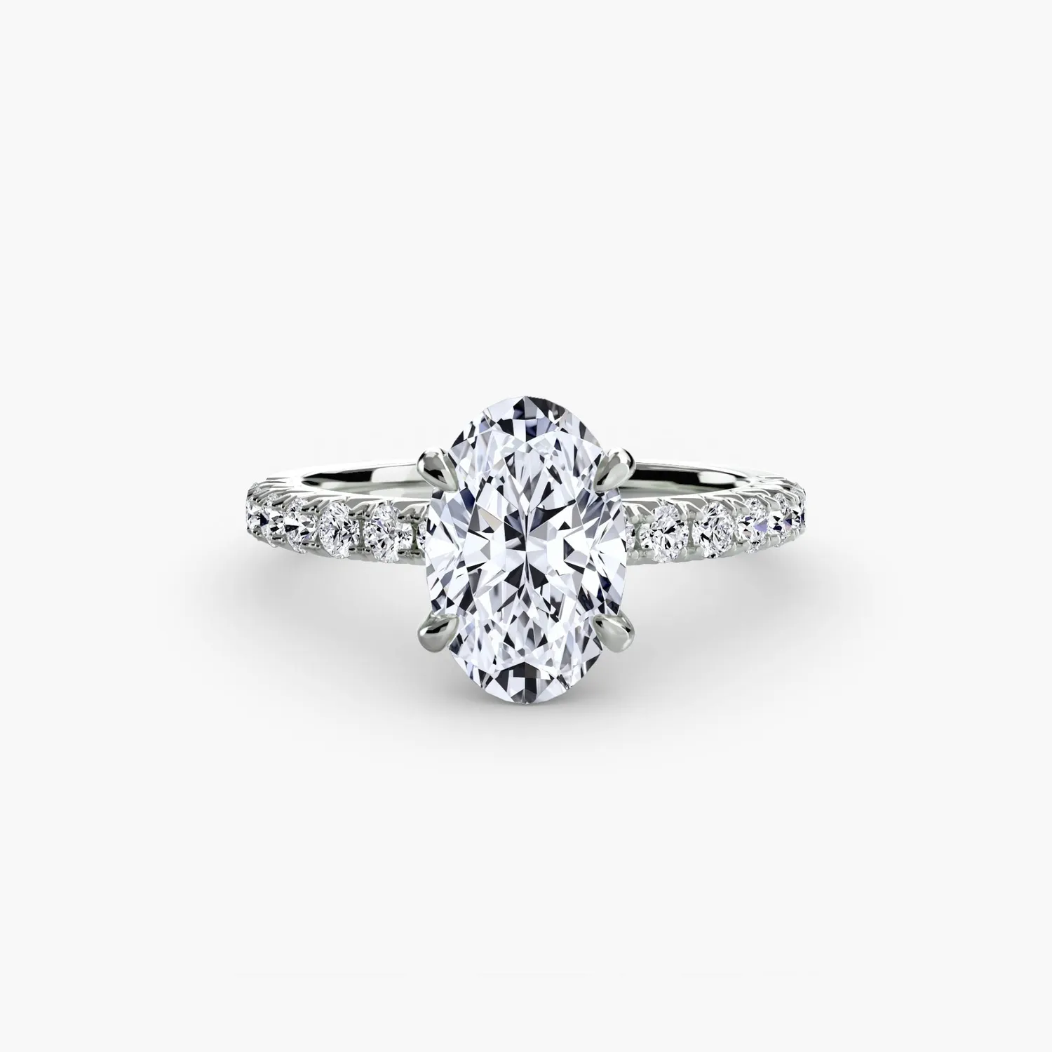 Sinico Solitaire Pavé 6 anello oro bianco 18kt tondo