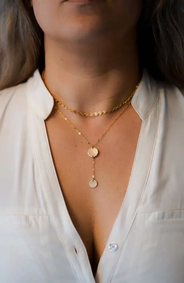 WordsByHeartCo Seth Dappled Disc collana argento 925 40-45 cm
