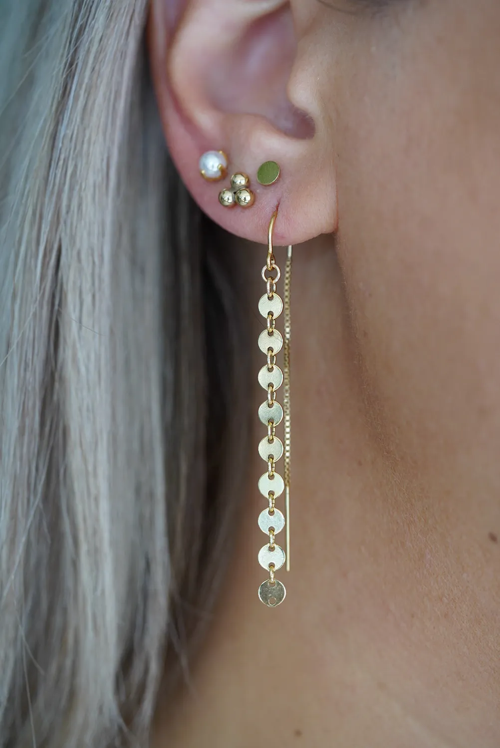 WordsByHeartCo Sequin Chain Orecchini threader argento