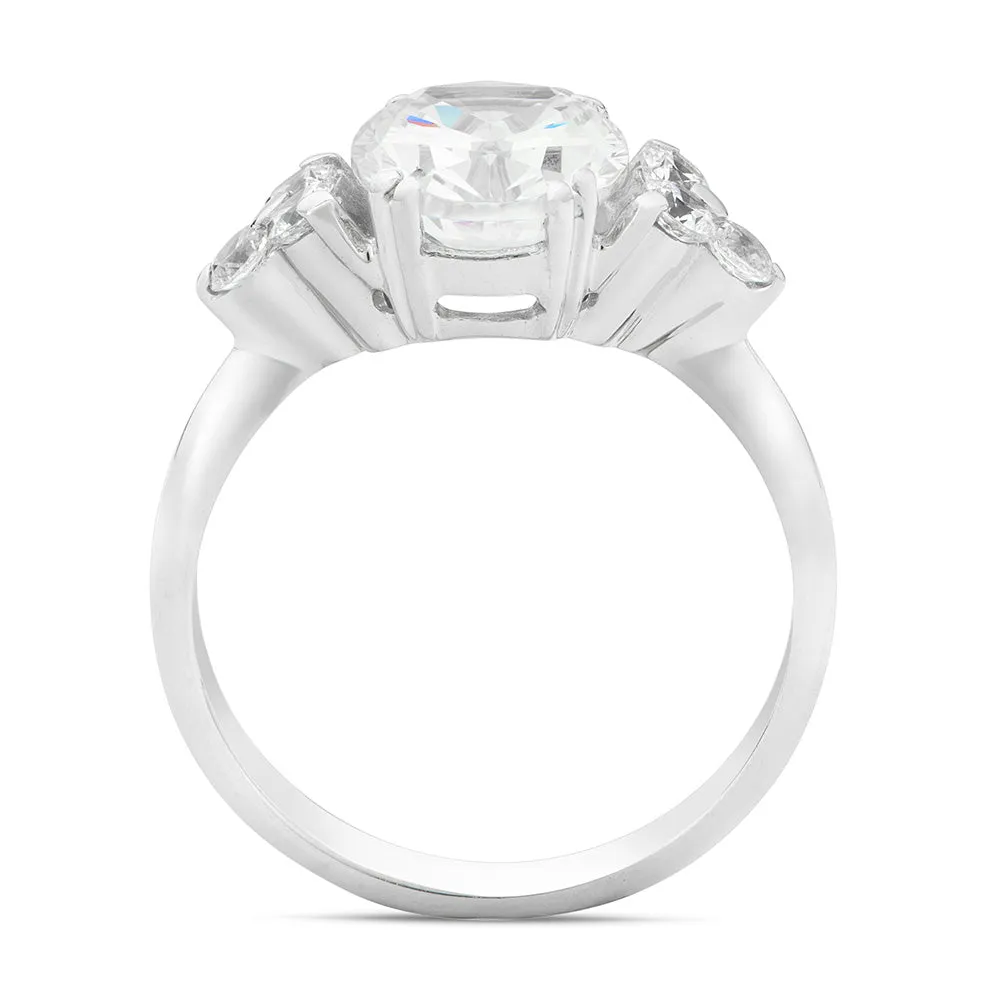 Sinico Classic anello oro bianco zirconi bianchi ovale