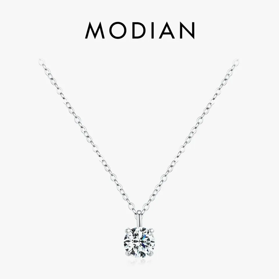 MODIAN Moissanite 1 Carat Prong Setting collana argento 925