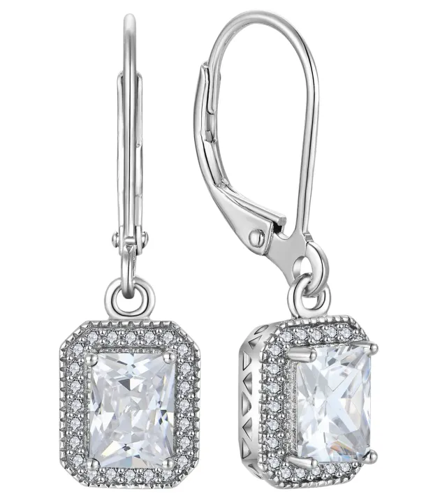 YL Rettangolare orecchini argento zirconia aprile