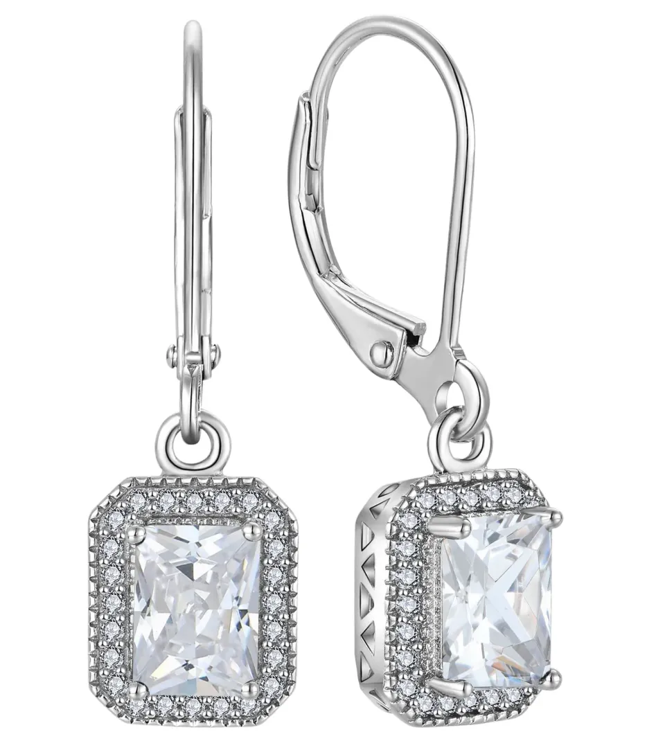 YL Rettangolare orecchini argento zirconia aprile