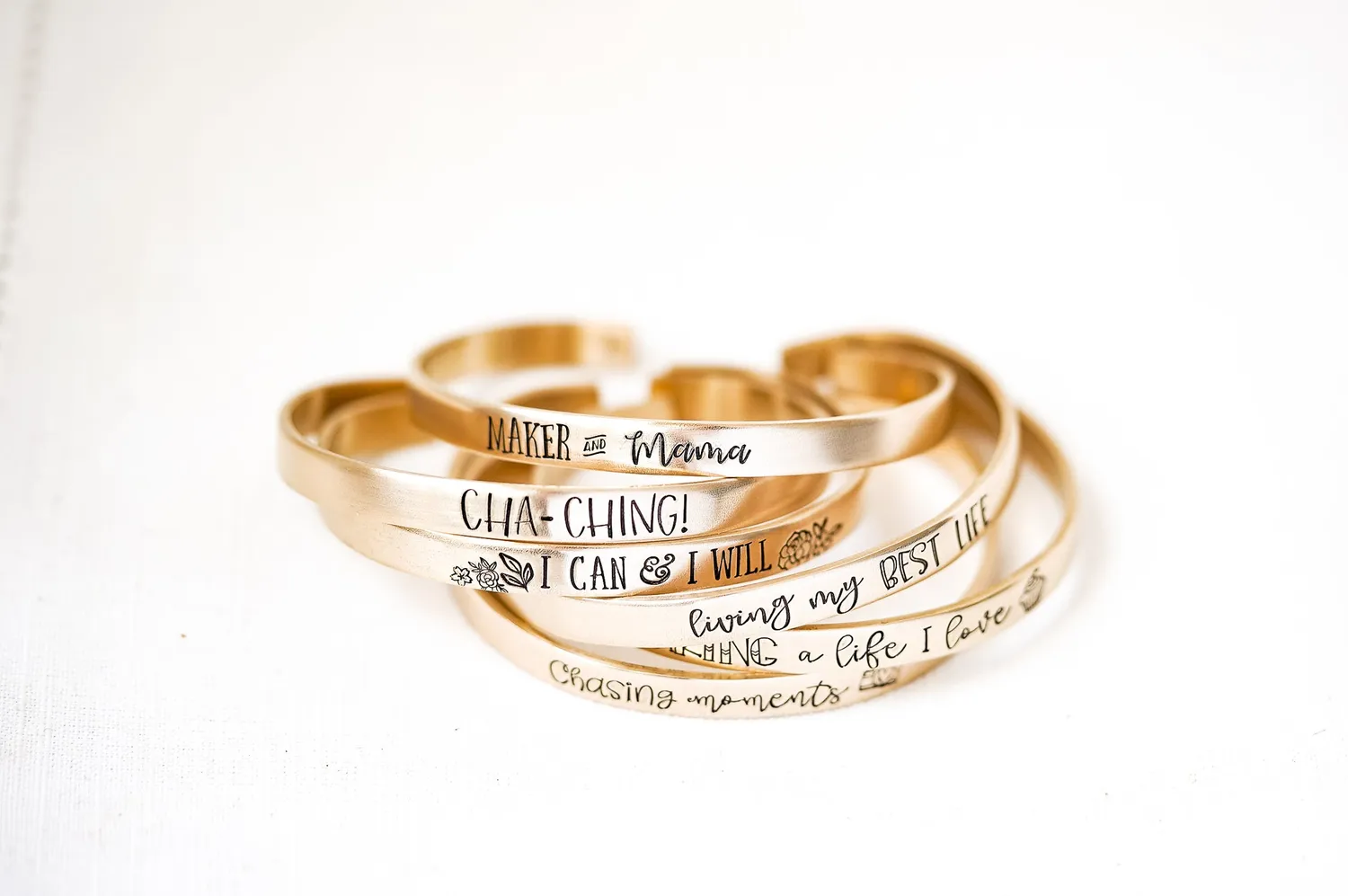 WordsByHeartCo Creator Collection Custom bracciale argento inciso