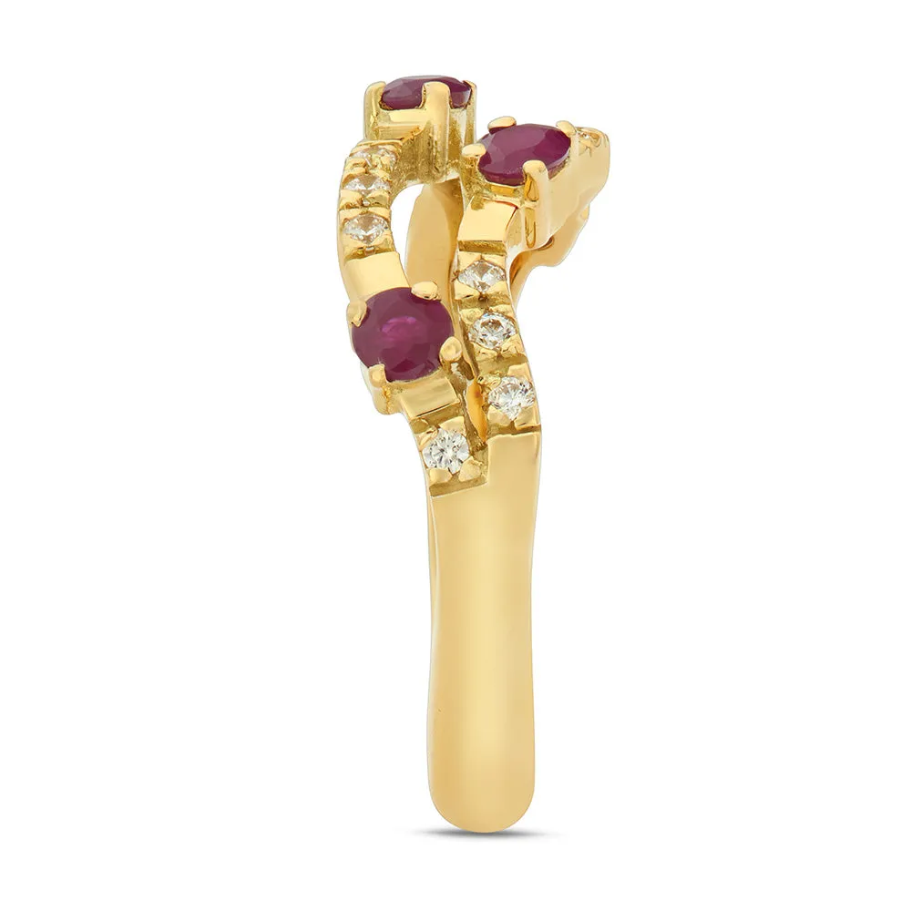 Sinico Rivière 2 file anello oro giallo rubini misura 13