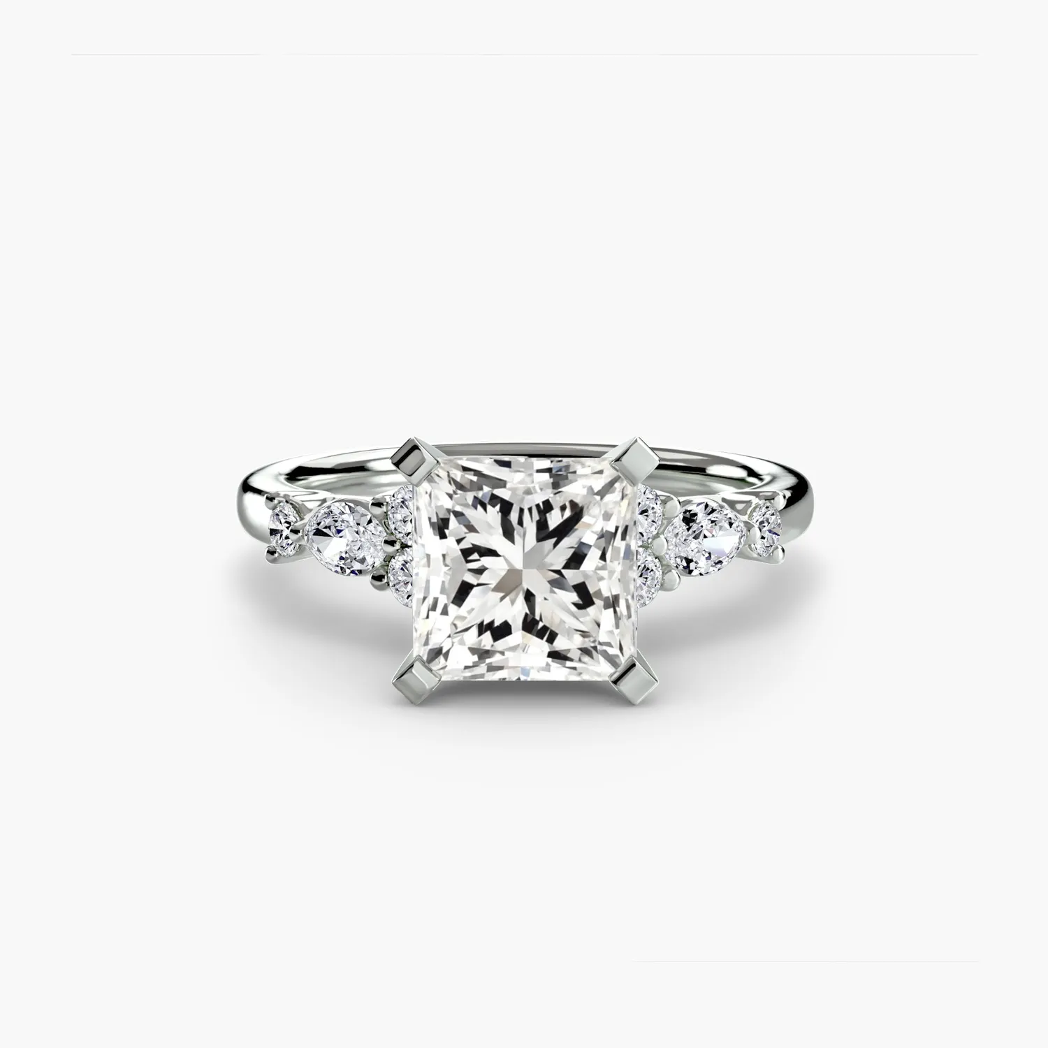 Sinico Floral Accent Solitaire anello oro bianco 18Kt