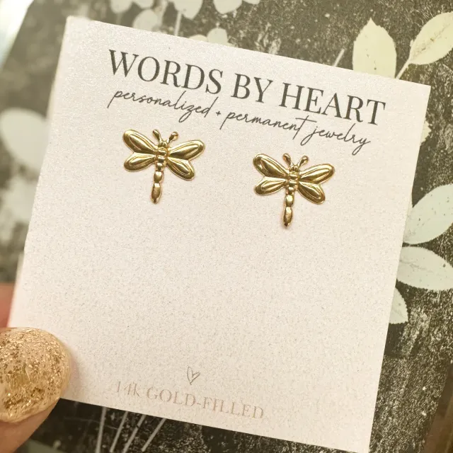 WordsByHeartCo Dragonfly orecchini lobo libellula 13 mm