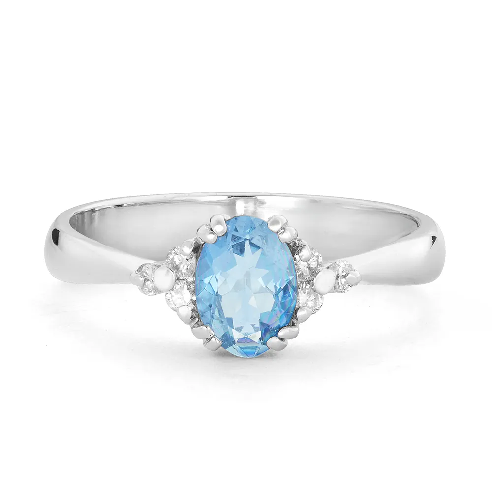 Sinico Idilio anello oro acquamarina misura 13 diamanti
