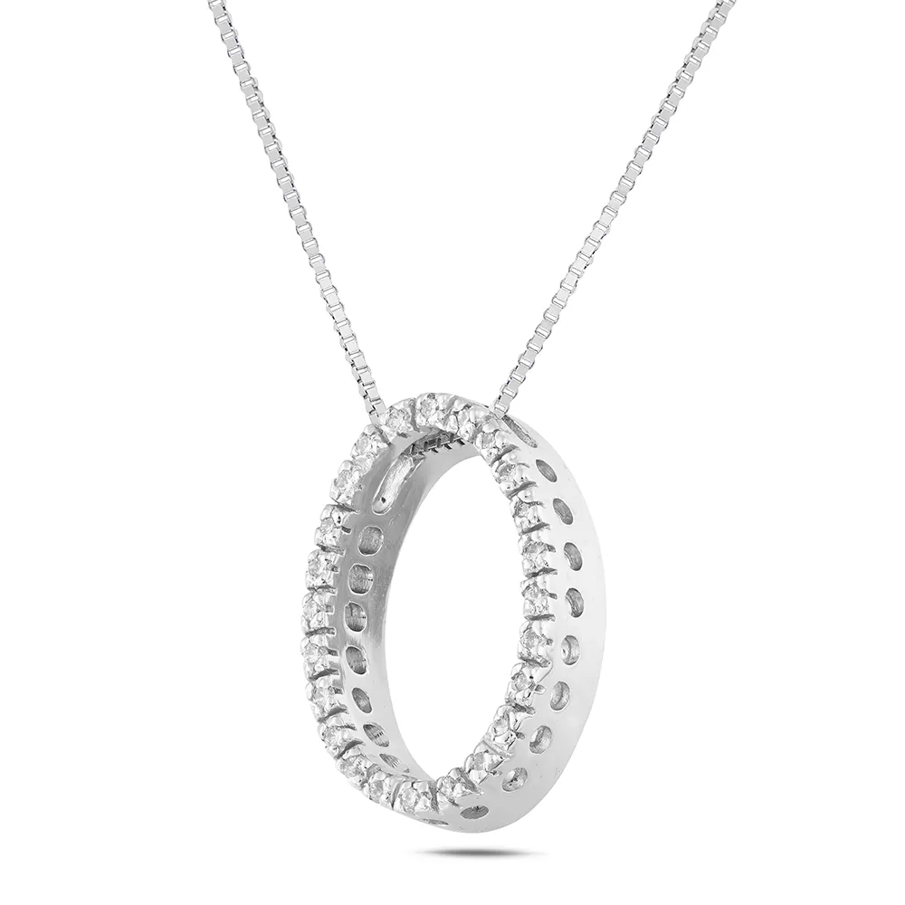 SINICO Letters collana lettera grande O in oro bianco con diamanti