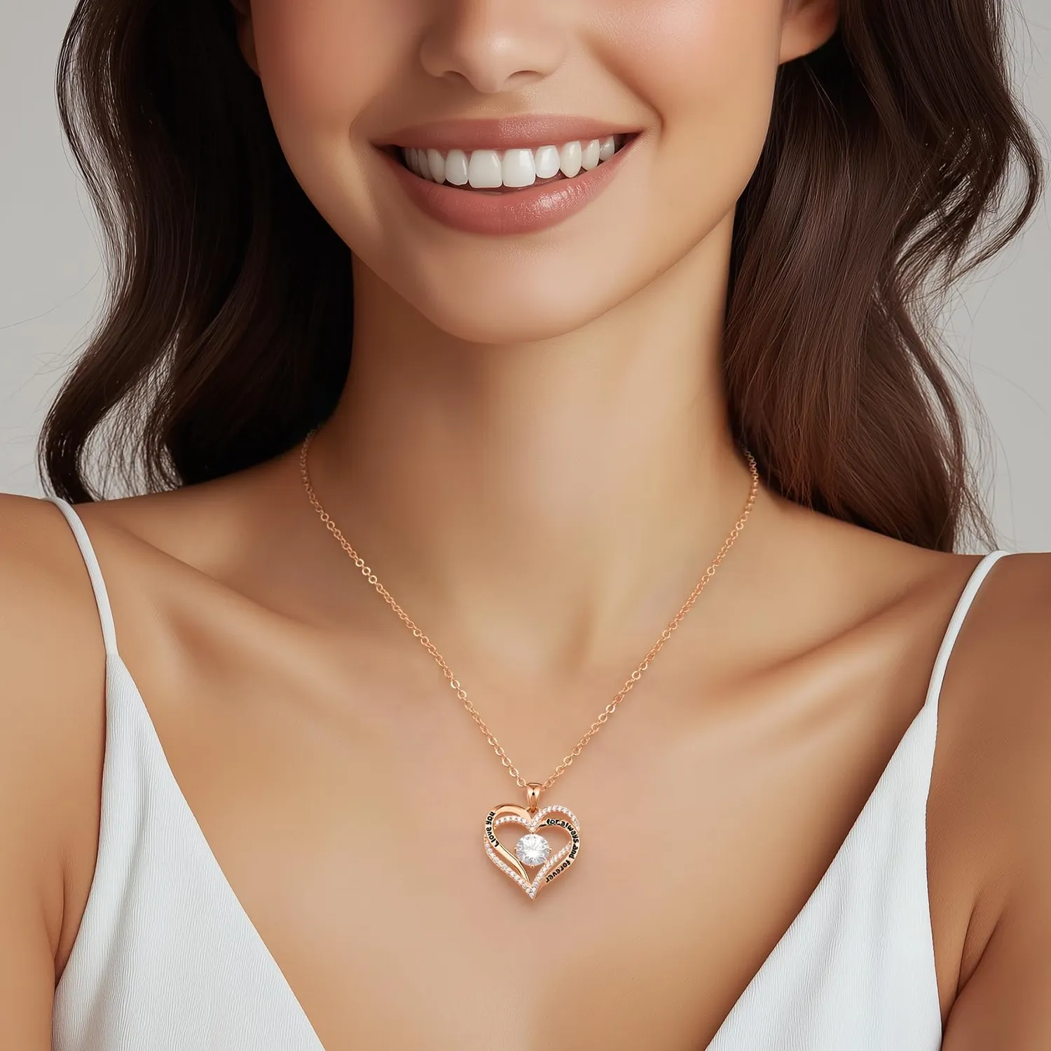CDE Cuore collana oro rosa aprile pietra nascita