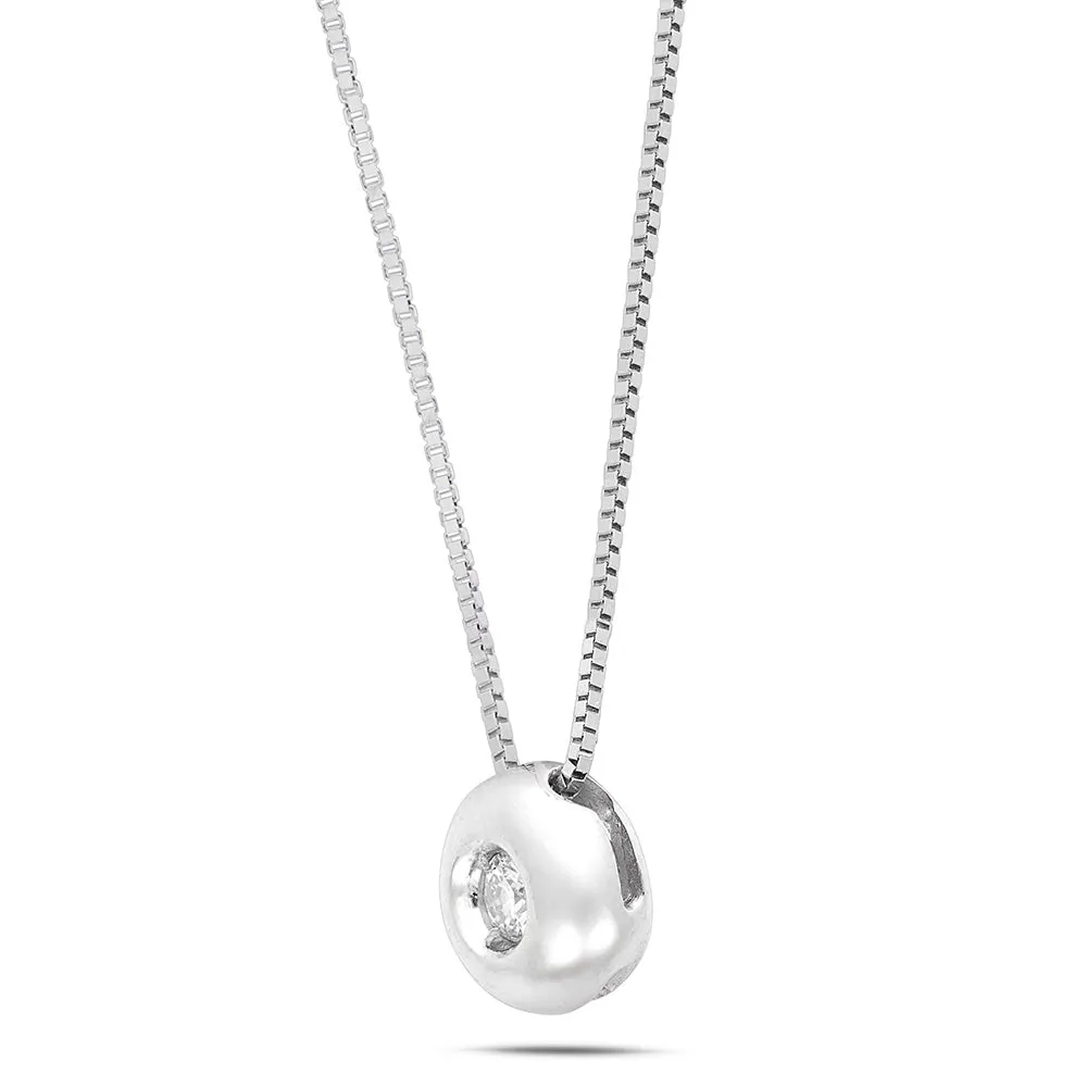 Sinico Donut Collana Punto Luce Oro Bianco Diamante 0,06 ct 42 cm
