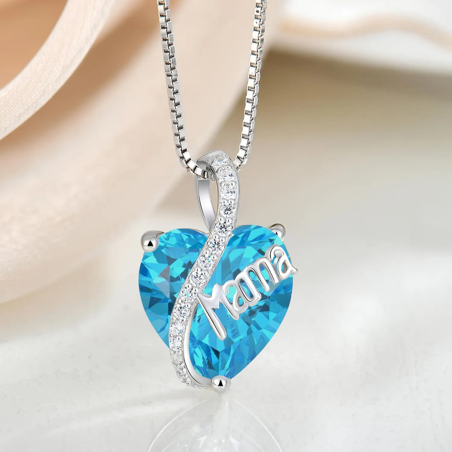 YL Mamma Cuore collana argento 925 pietra mese