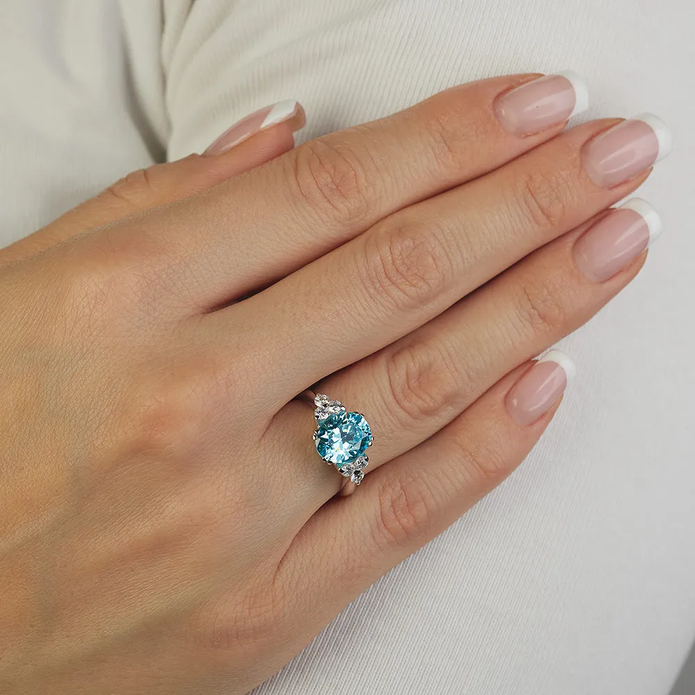 Sinico Princess anello oro bianco zircone azzurro