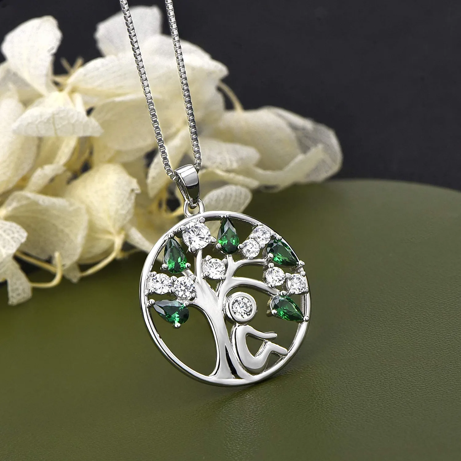 YL Albero della Vita collana argento 925 verde maggio