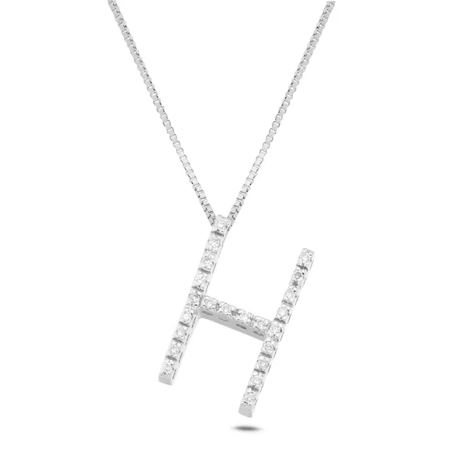 Sinico Letters Collana Lettera H Oro Bianco Diamanti 0,15 ct 42 cm