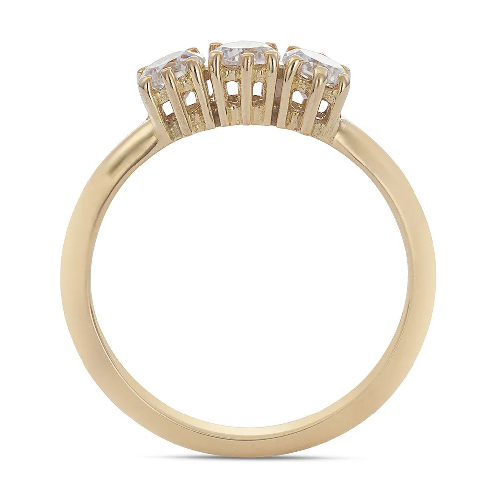 Sinico Trilogy classico anello oro giallo zirconia bianchi