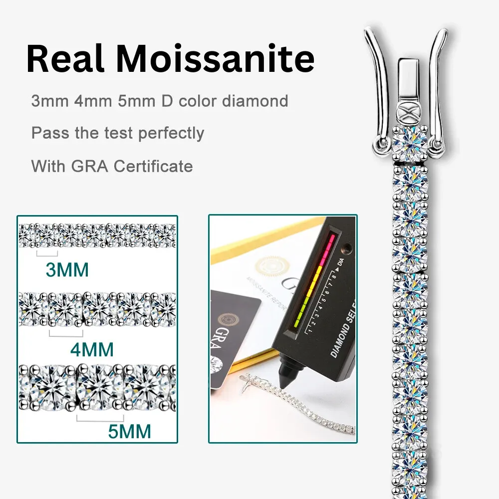 MODIAN Tennis collana moissanite argento 3 mm 45 cm