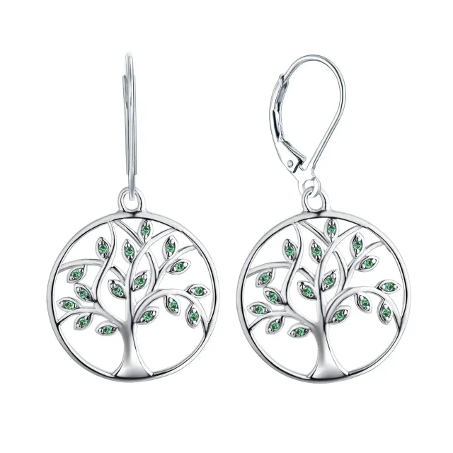 YL Albero della Vita Orecchini Argento 925 Verde Smeraldo