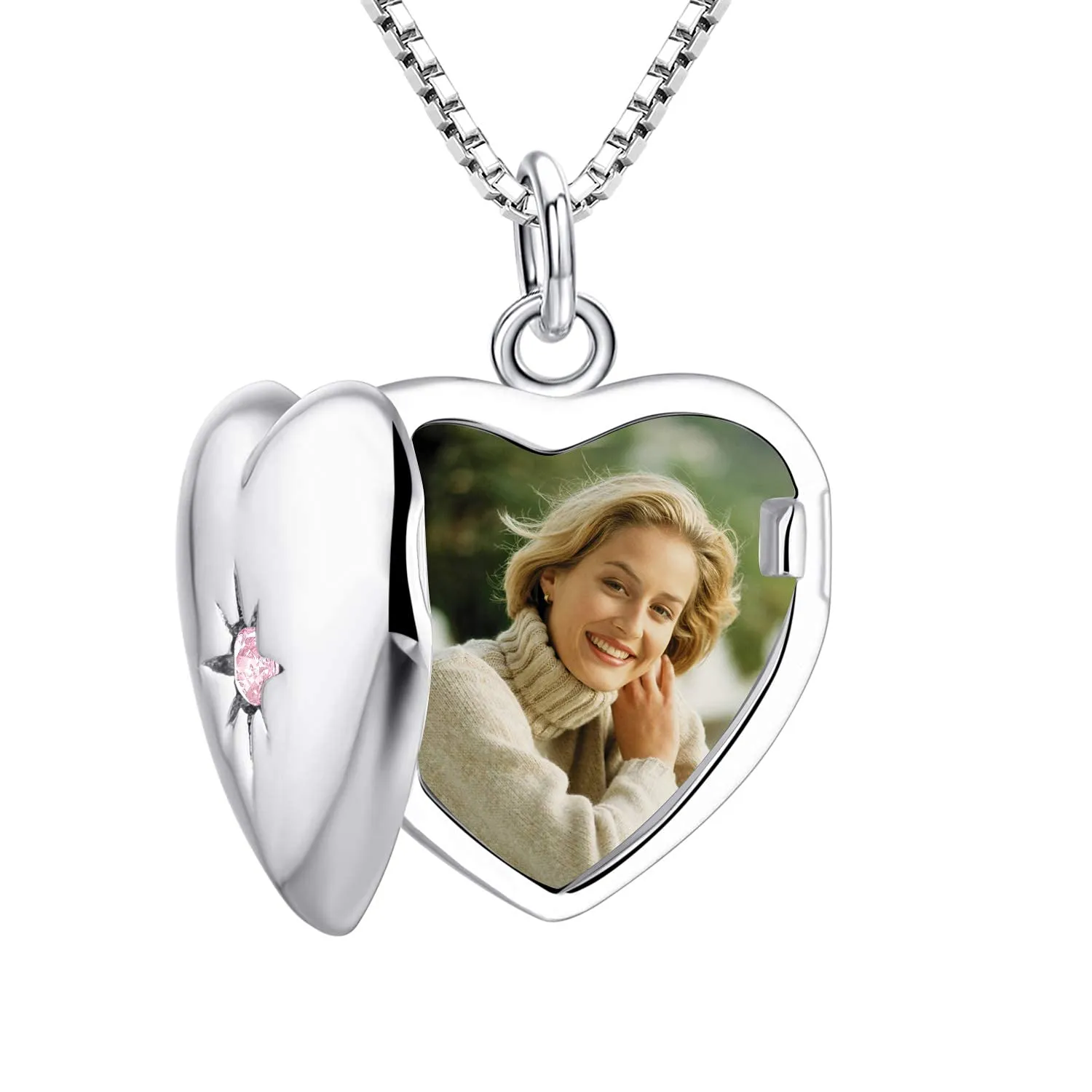 YL Mamma Cuore collana medaglione argento 925 apribile zirconi