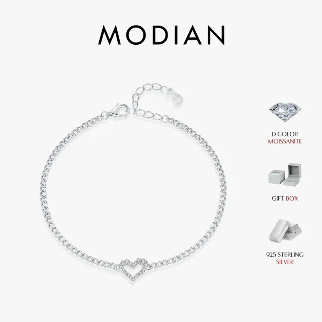 MODIAN Heart bracciale cuore moissanite argento 925
