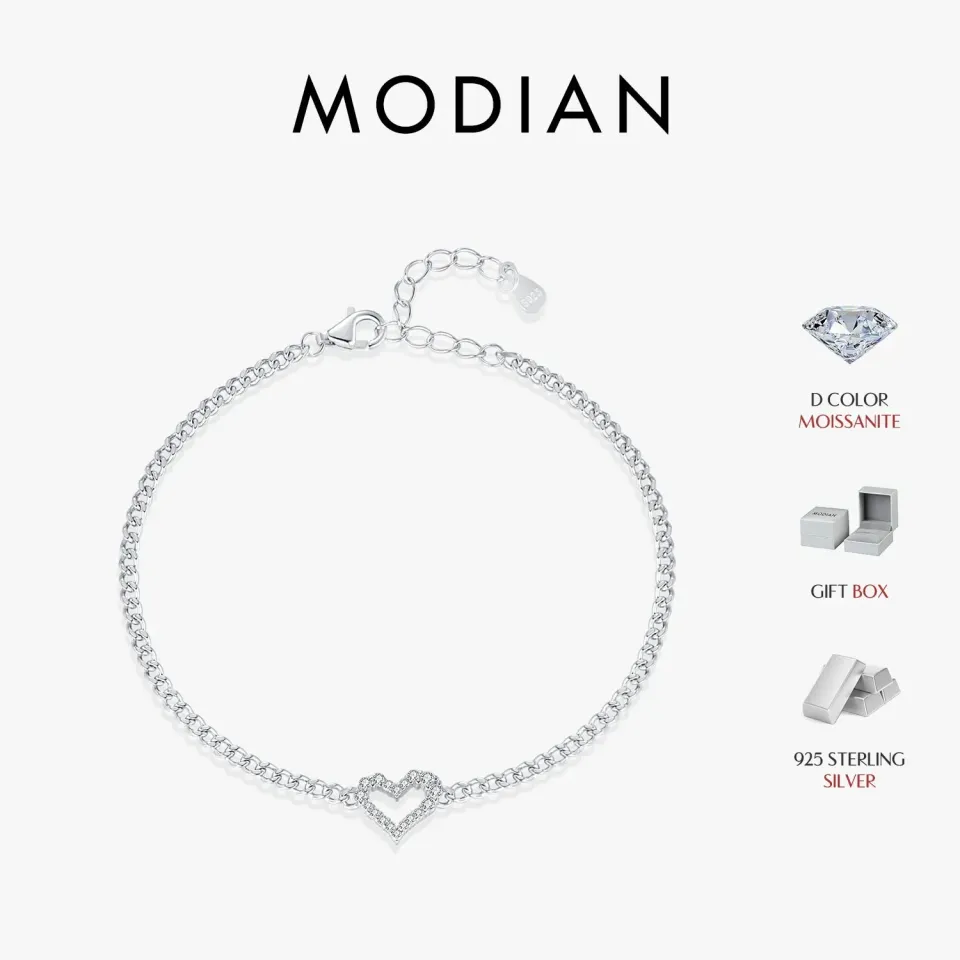 MODIAN Heart bracciale cuore moissanite argento 925