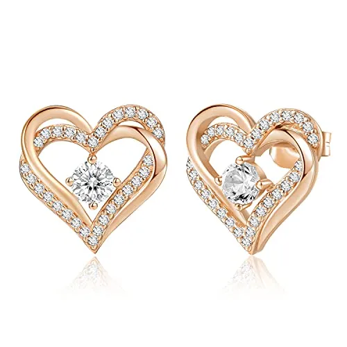 CDE Cuore Orecchini Argento 925 Oro Rosa