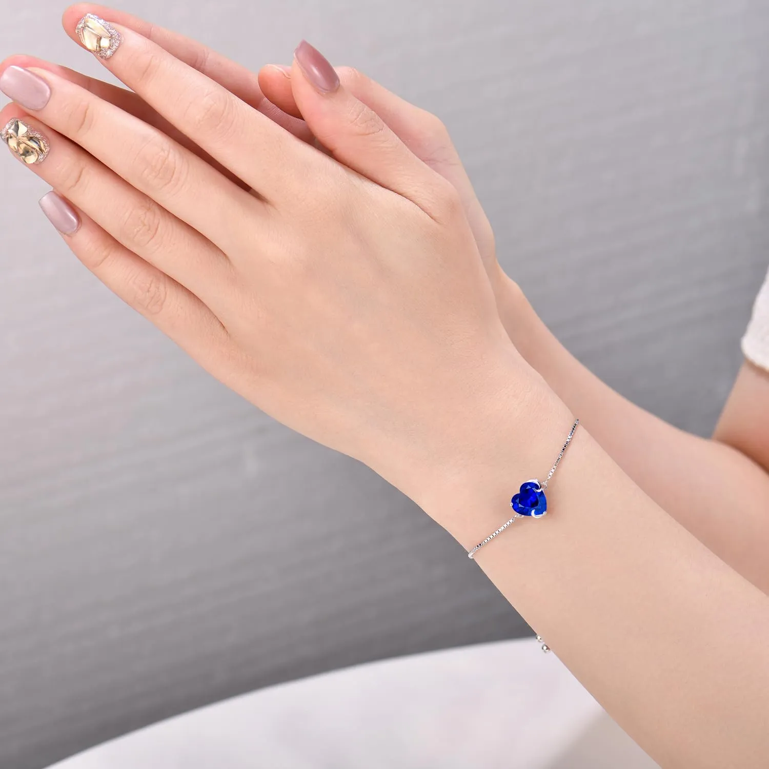 YL Cuore bracciale argento pietra portafortuna donna