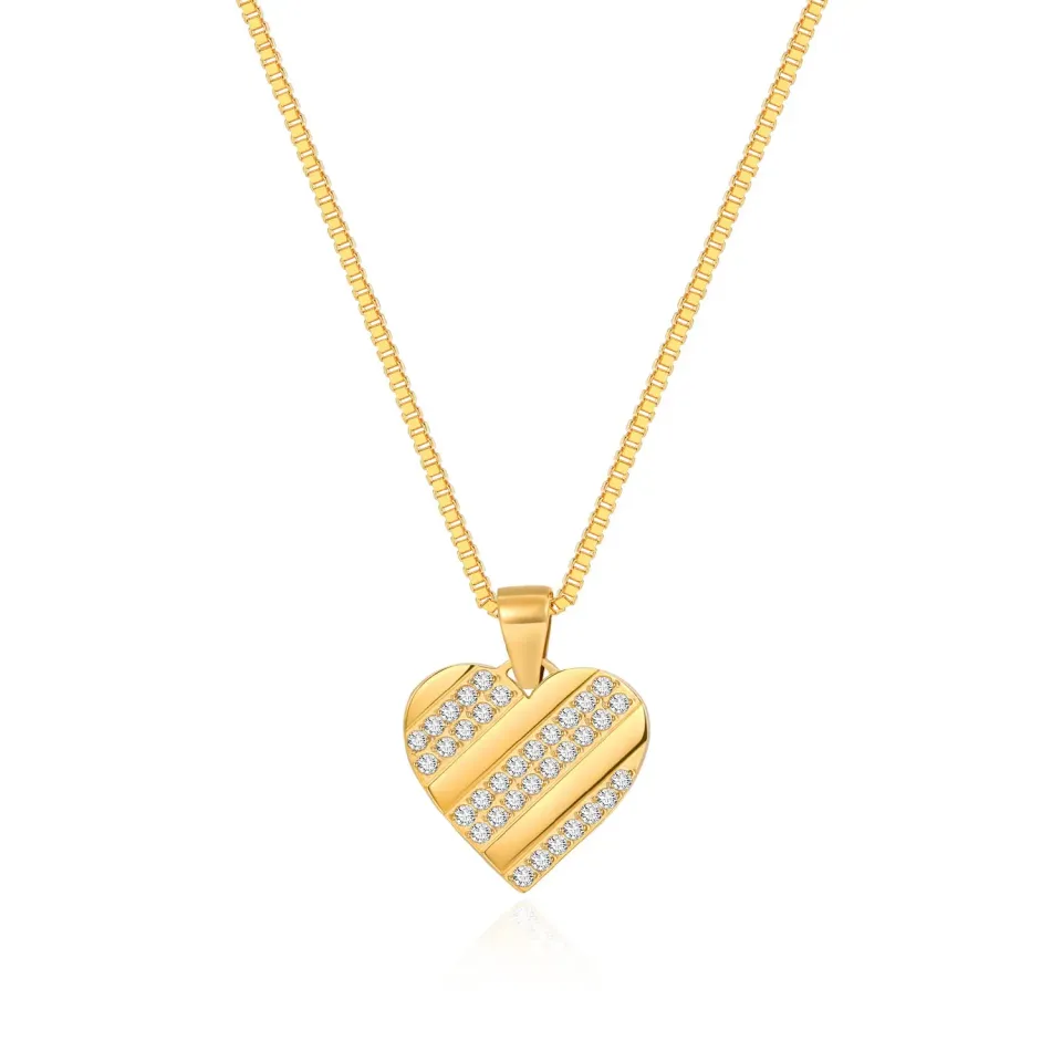 CDE Collana Cuore Zirconia Oro Donna Bambina