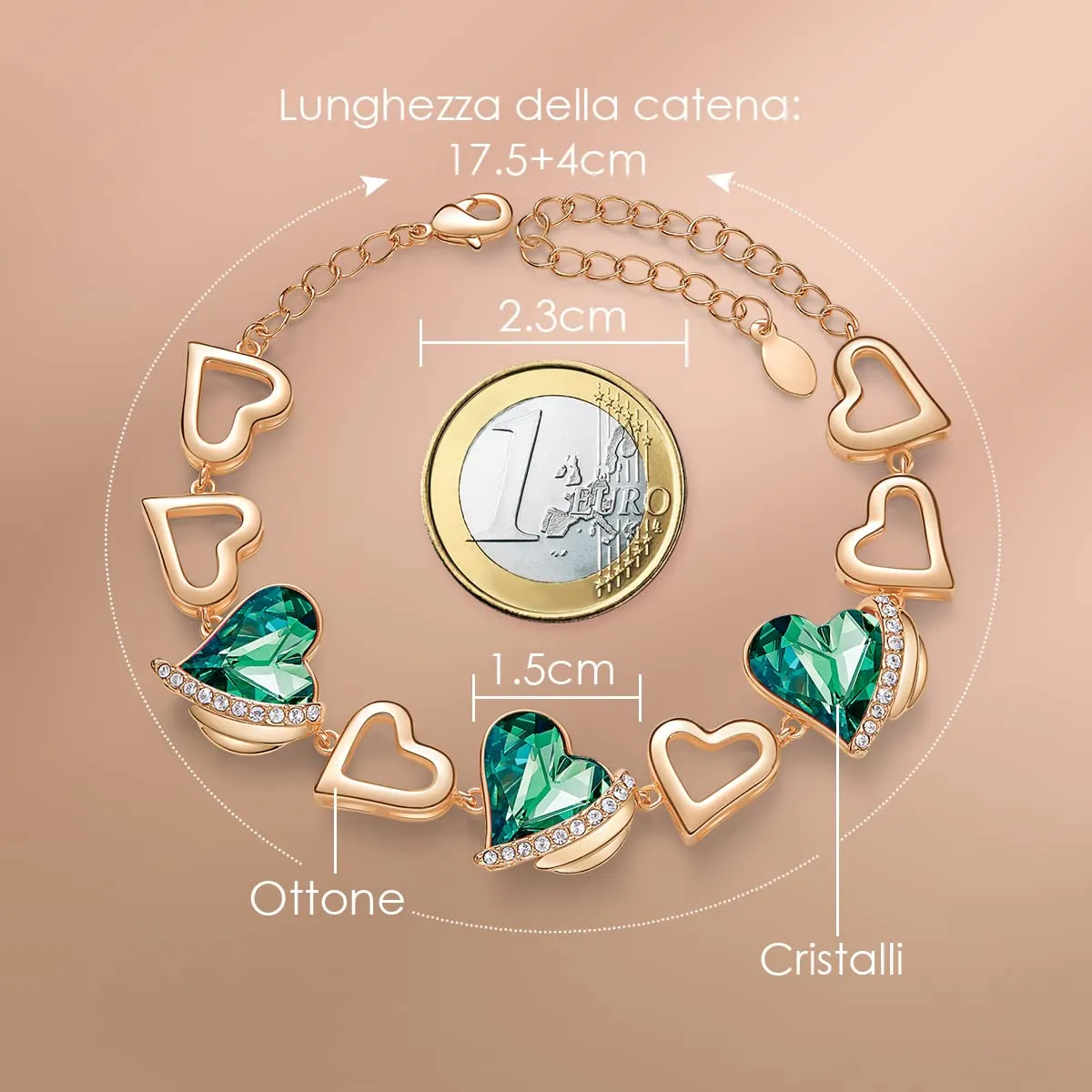 CDE Amore Cuore bracciale oro bianco cristalli