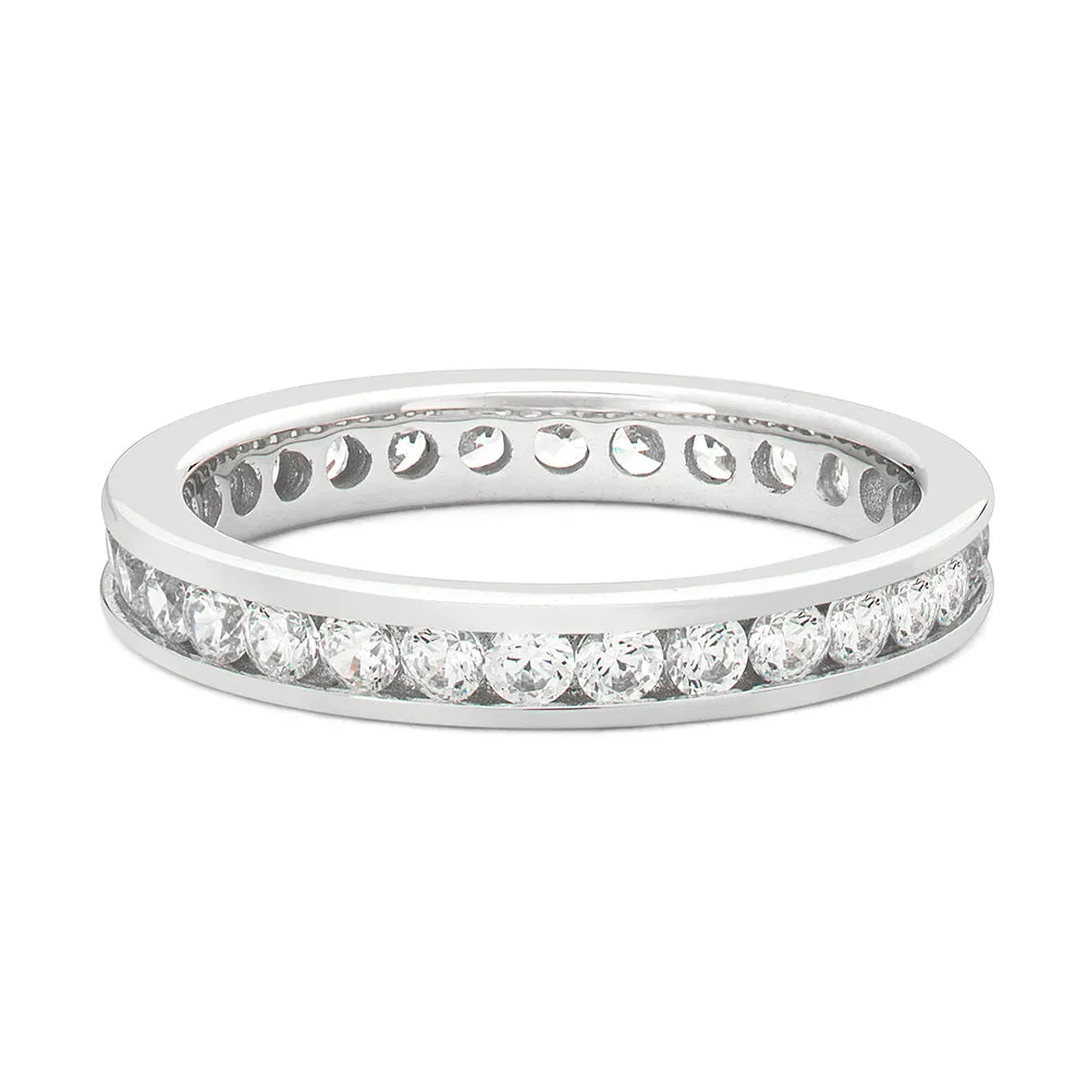 Sinico Eternity Binario anello oro bianco zirconi bianchi