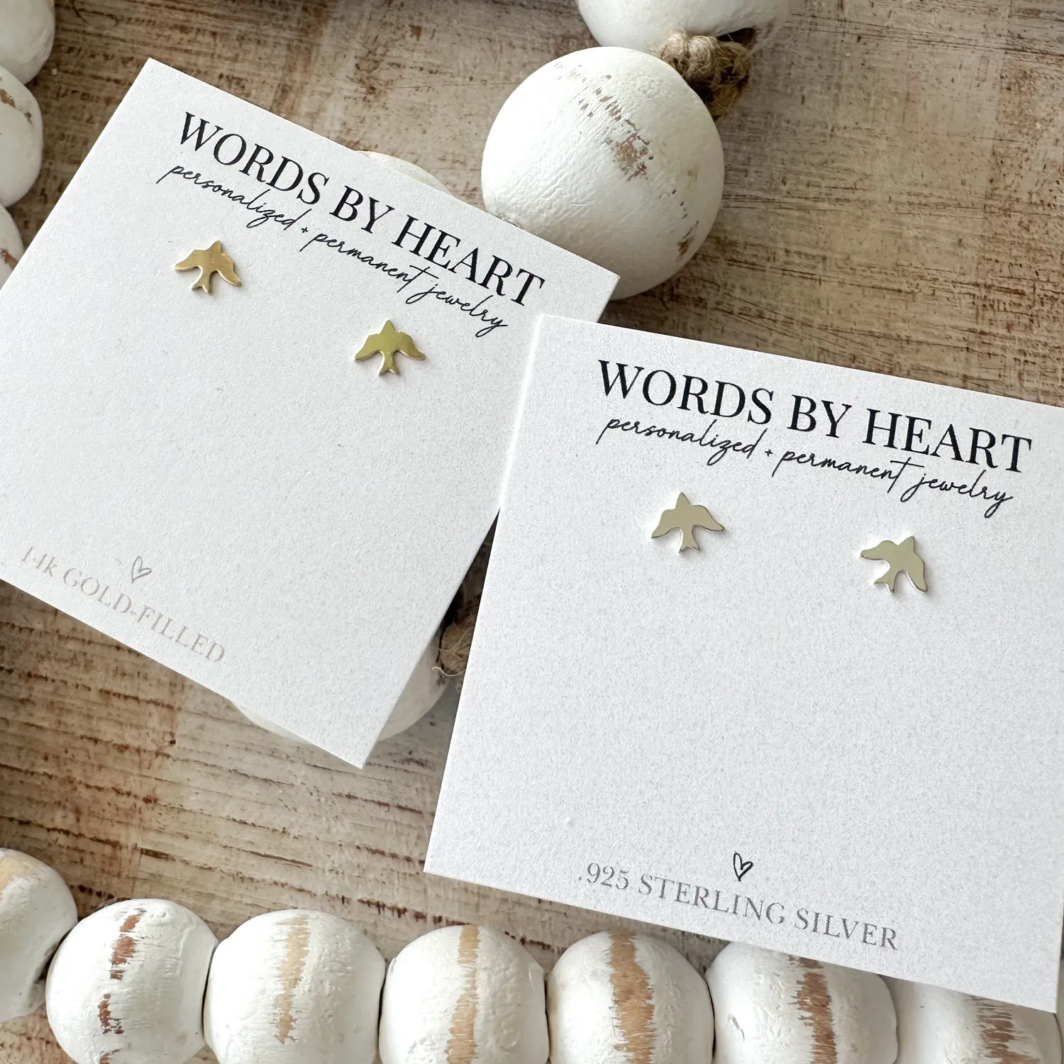 WordsByHeartCo Sparrow orecchini perno argento 925 passero
