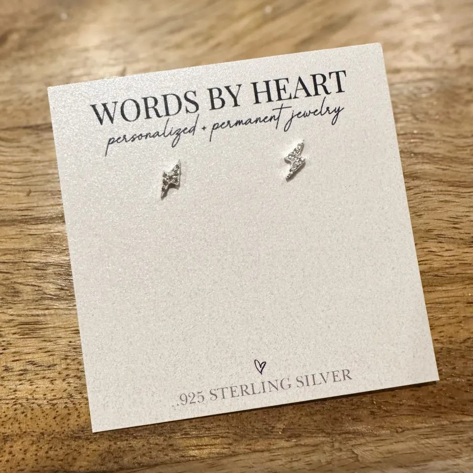 WordsByHeartCo CZ Bolt orecchini fulmine con zirconia